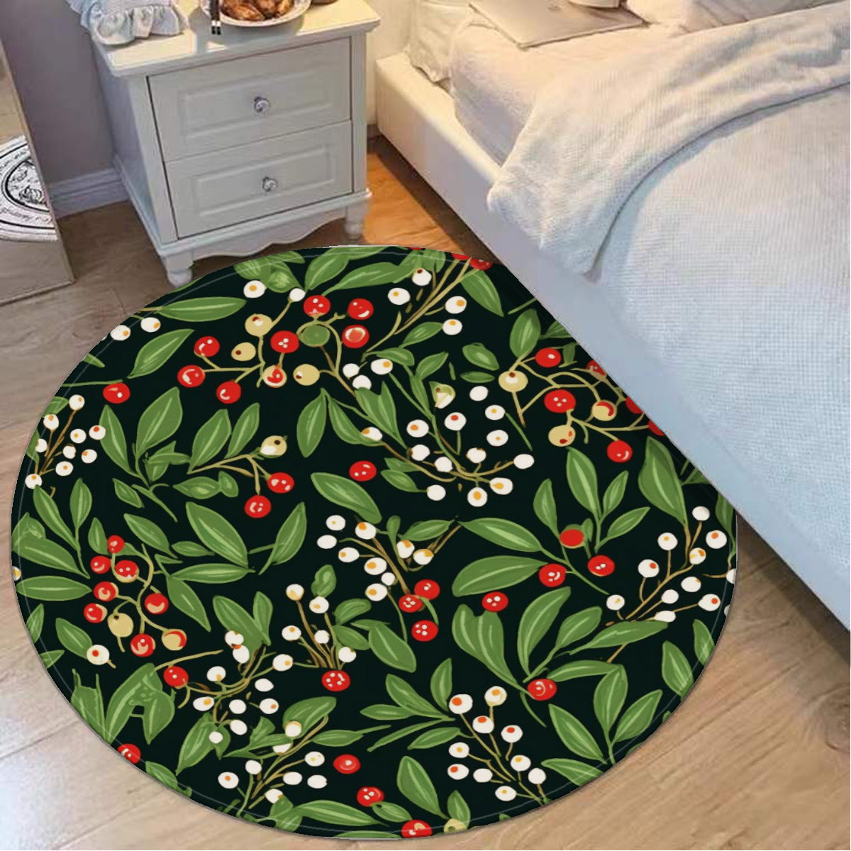 Foldable Christmas-Print round mat