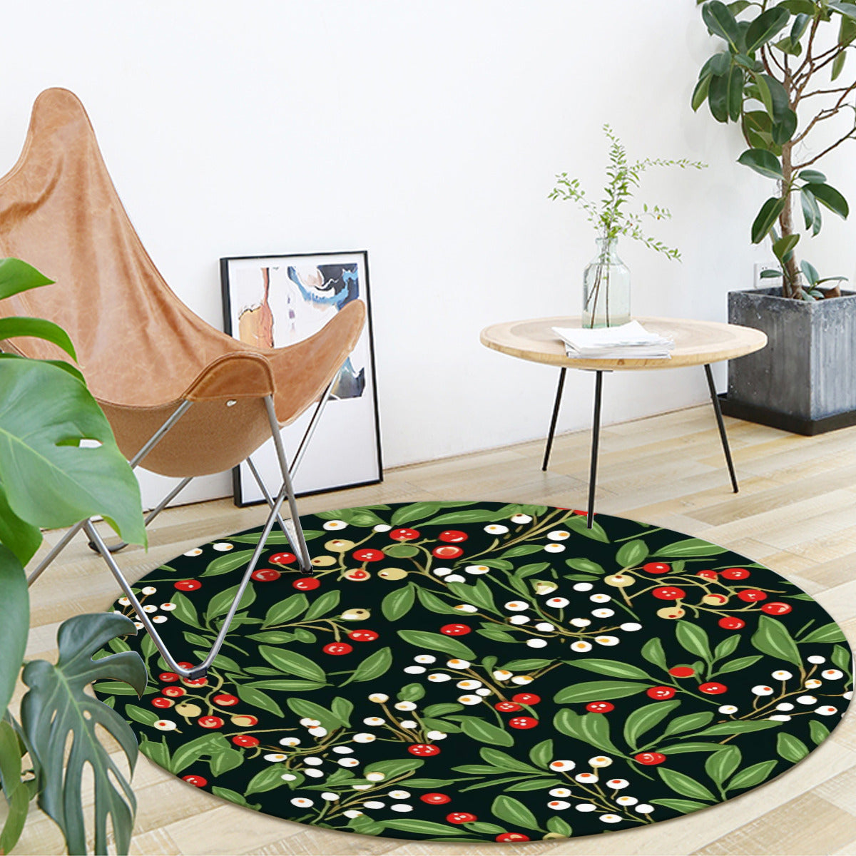 Foldable Christmas-Print round mat
