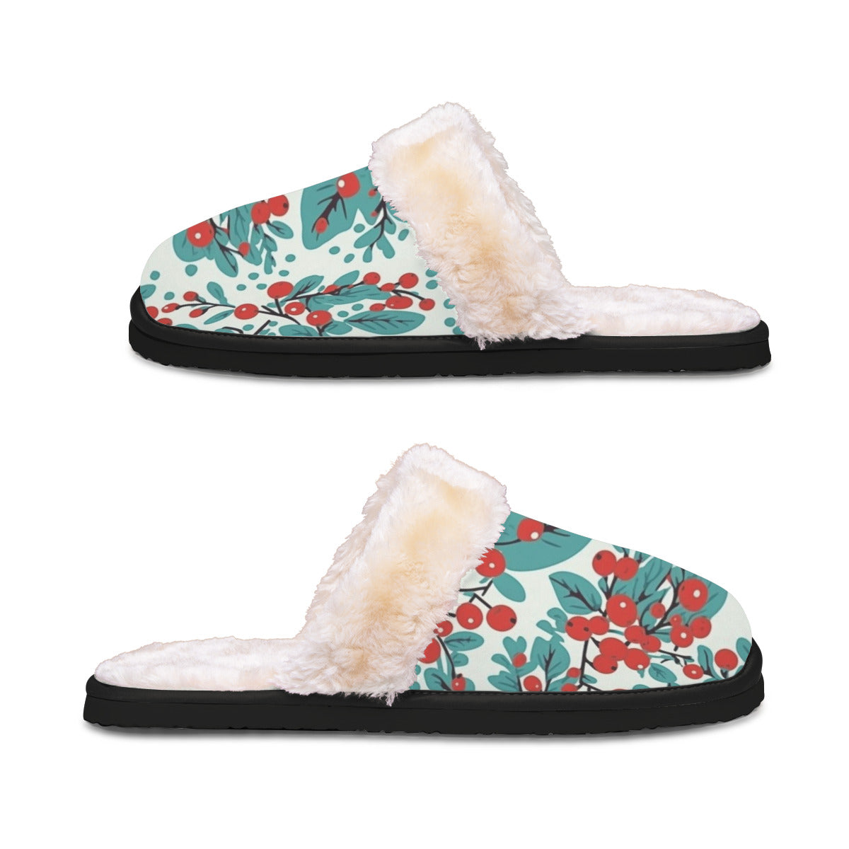 Women's Home Plush Holiday-Print Slippers