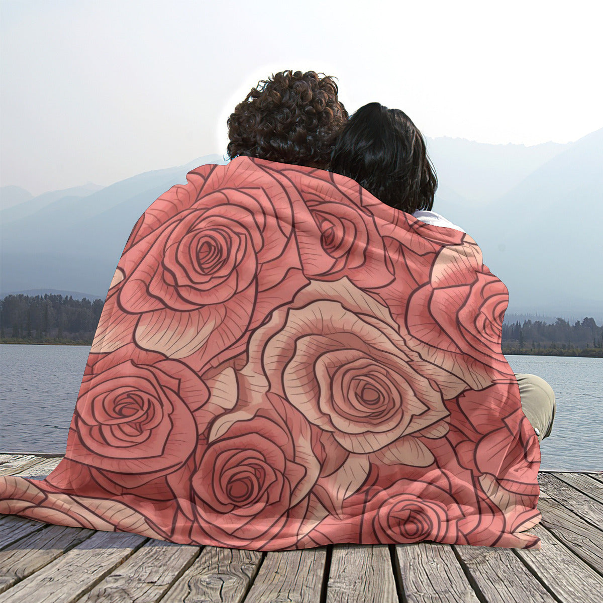 Single-Side Printing Floral Design Flannel Blanket
