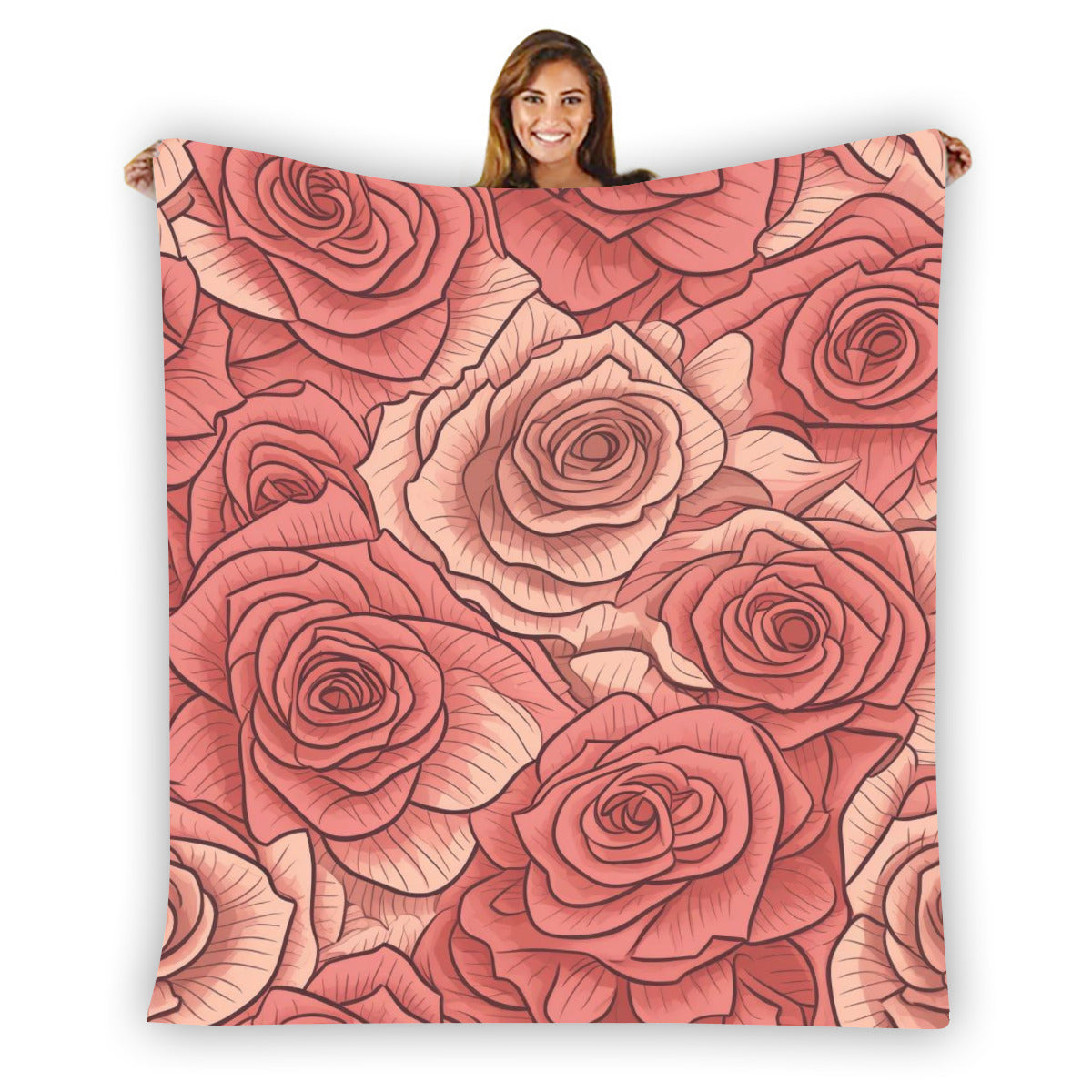 Single-Side Printing Floral Design Flannel Blanket