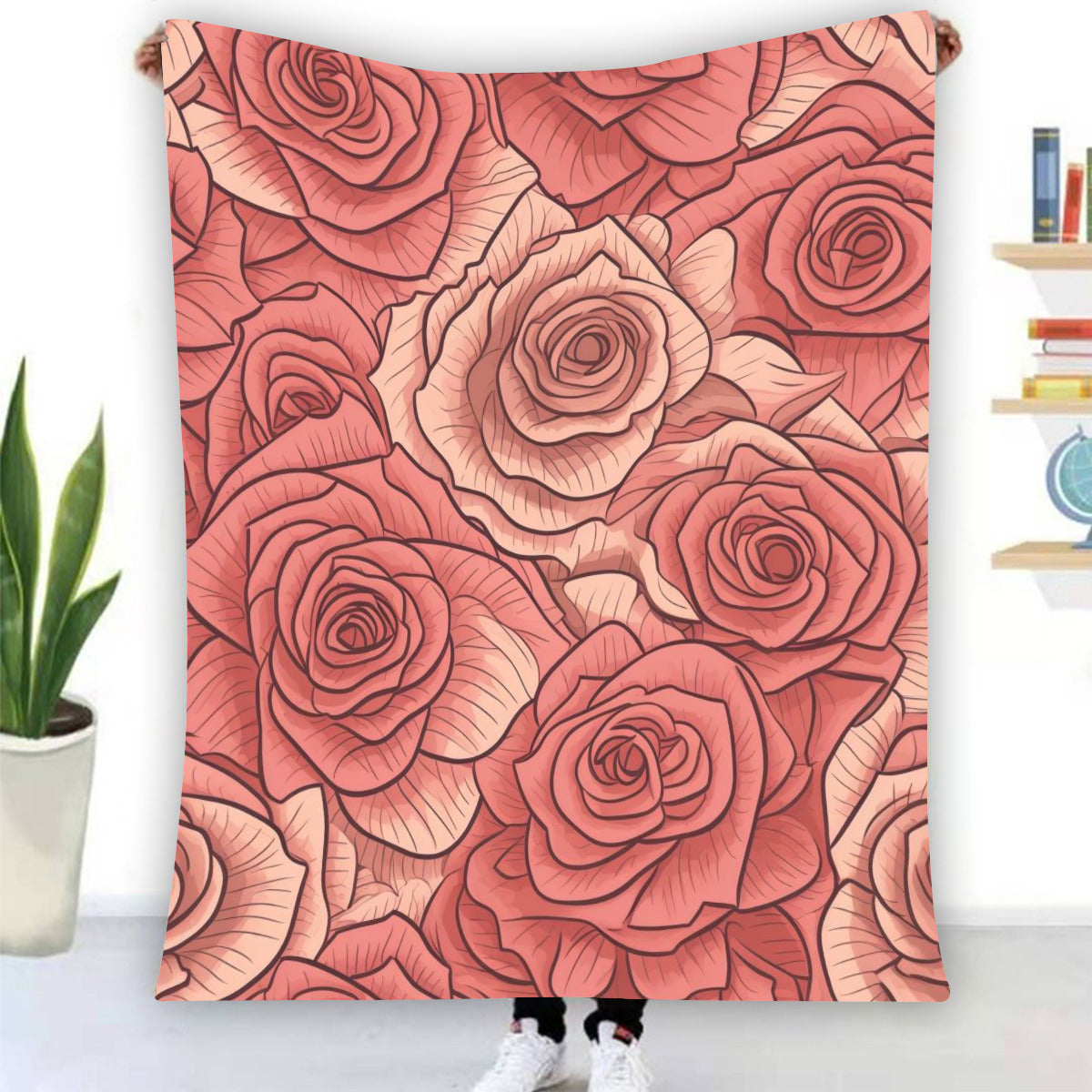 Single-Side Printing Floral Design Flannel Blanket