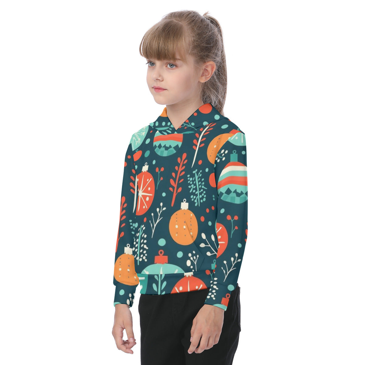 All-Over Holiday Print Kid's Heavy Fleece Hoodie