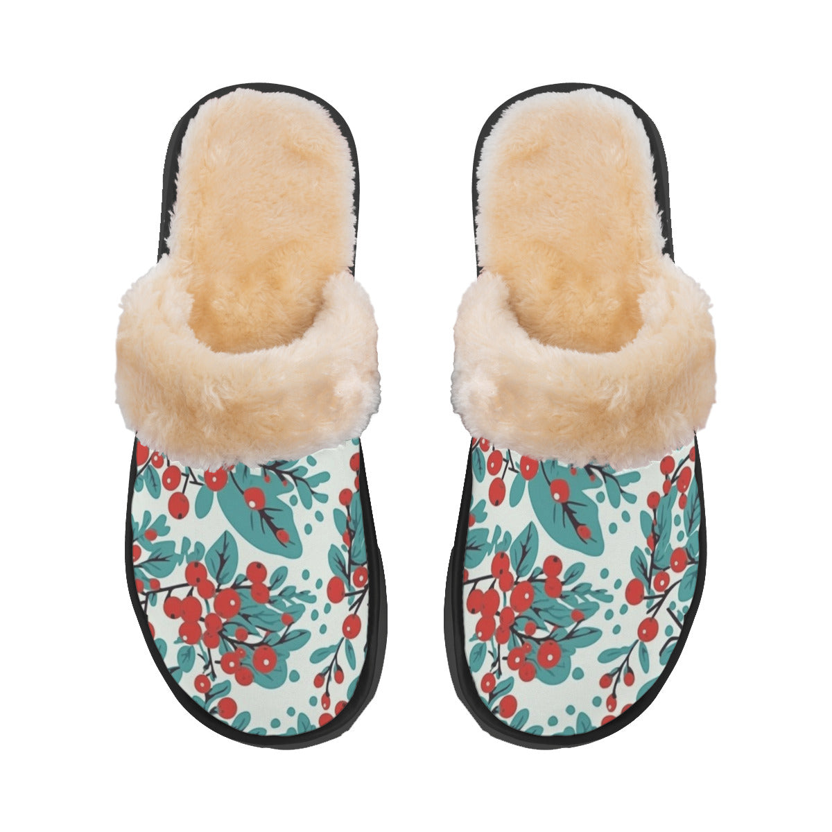 Women's Home Plush Holiday-Print Slippers