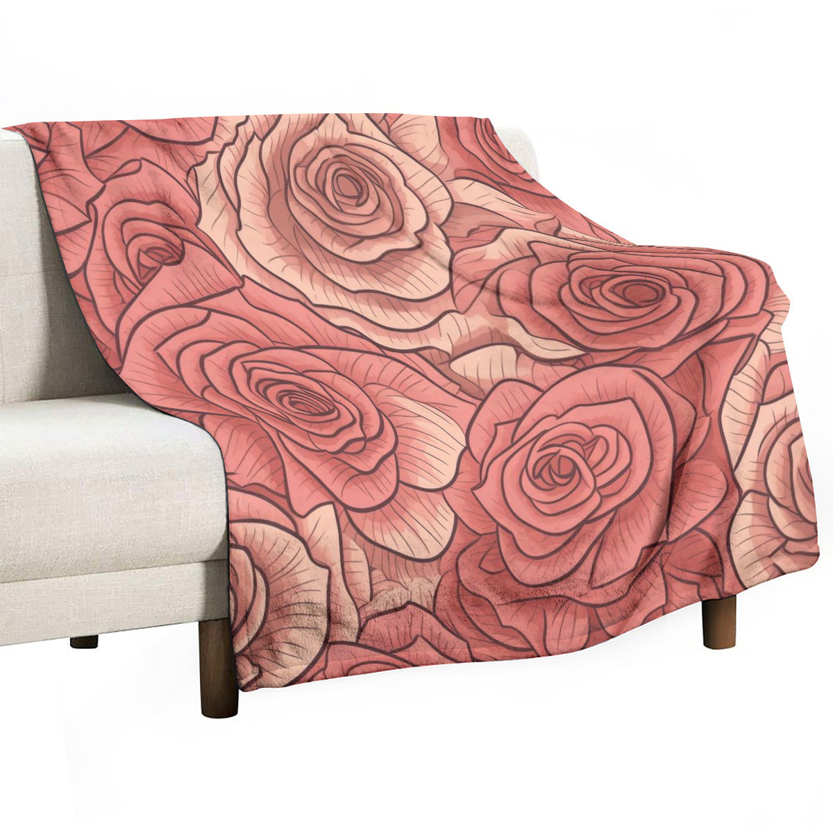 Single-Side Printing Floral Design Flannel Blanket