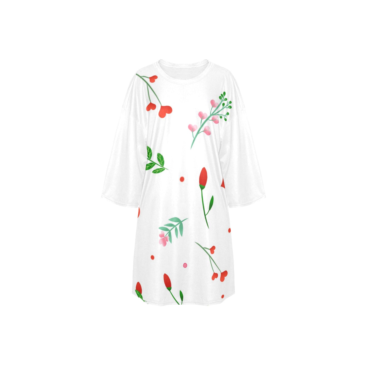 Women's Oversized Sleep Tee (T74) Floral Design