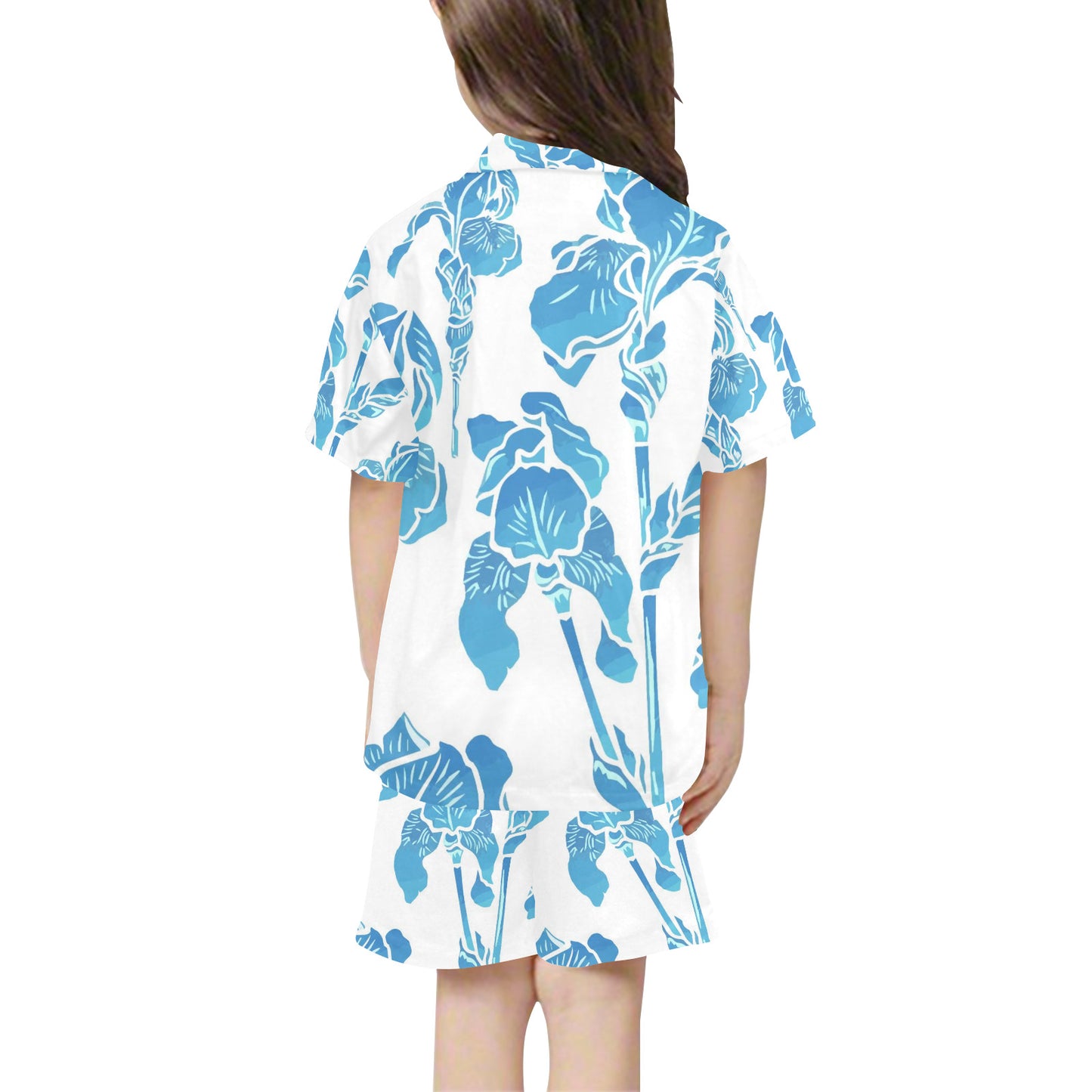 Little Girls' V-Neck Short Pajama Set-Tropical Flowers (Sets 11)