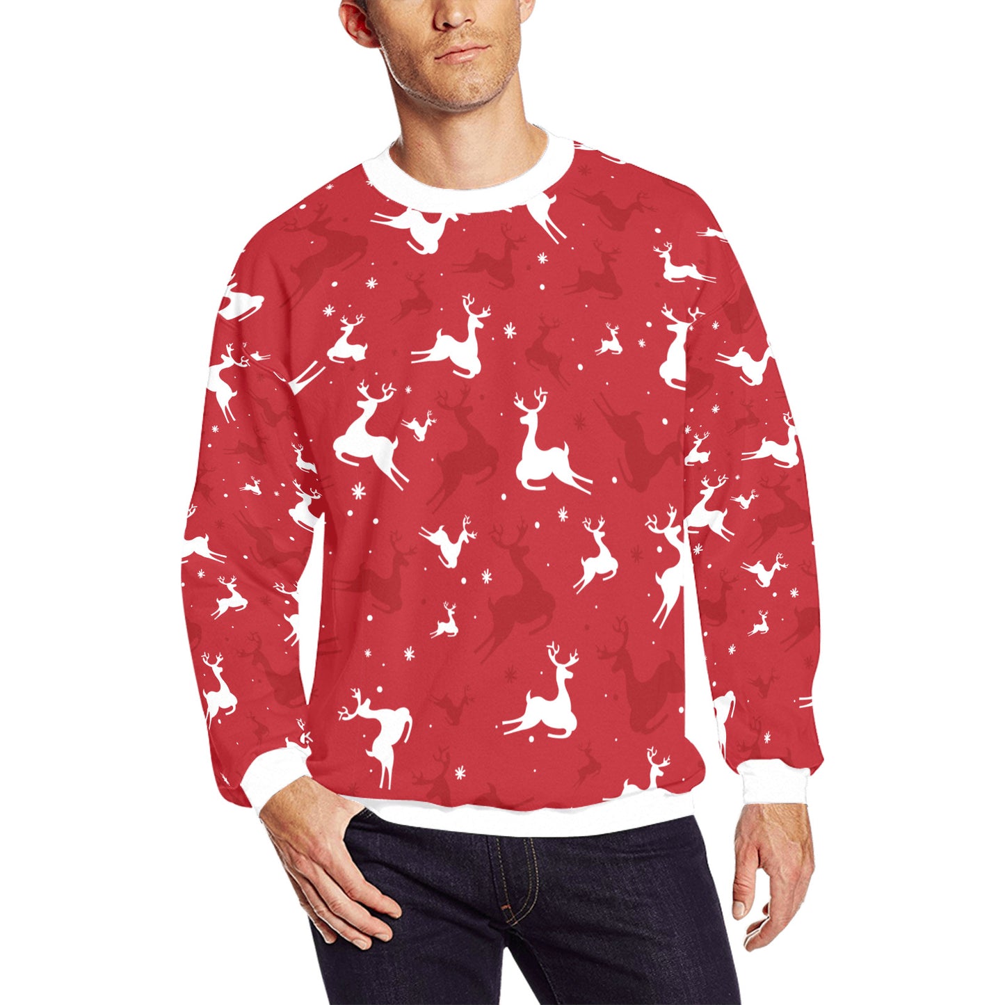 Men's All Over Print Fuzzy Christmas Sweatshirt (Model H18)