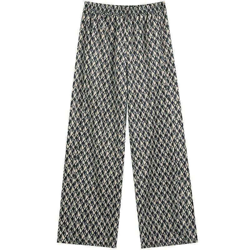 Graphic Print High Waist Casual Wide Leg Pants Autumn Stylish Vintage Straight Fashion Pants