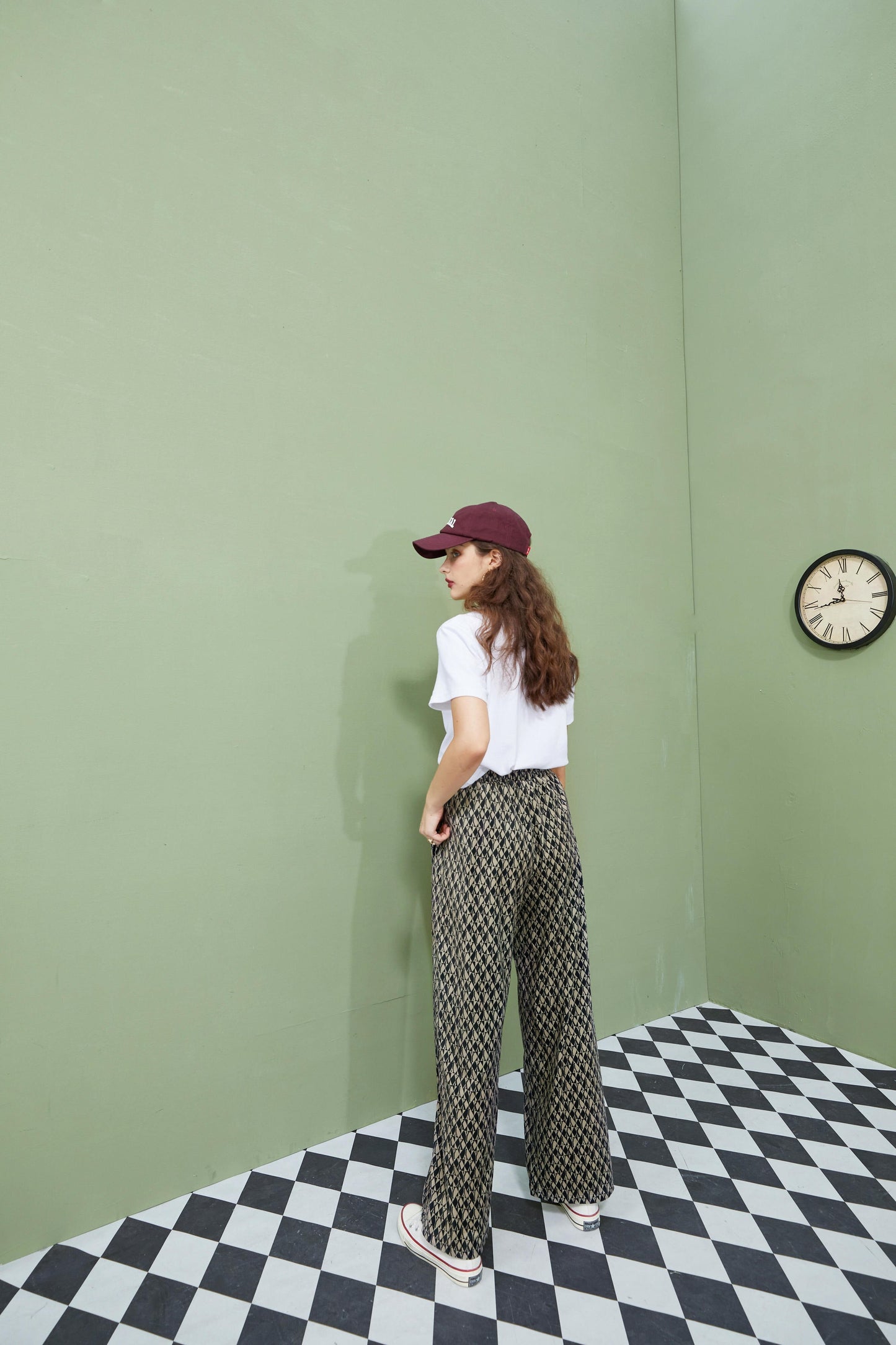 Graphic Print High Waist Casual Wide Leg Pants Autumn Stylish Vintage Straight Fashion Pants