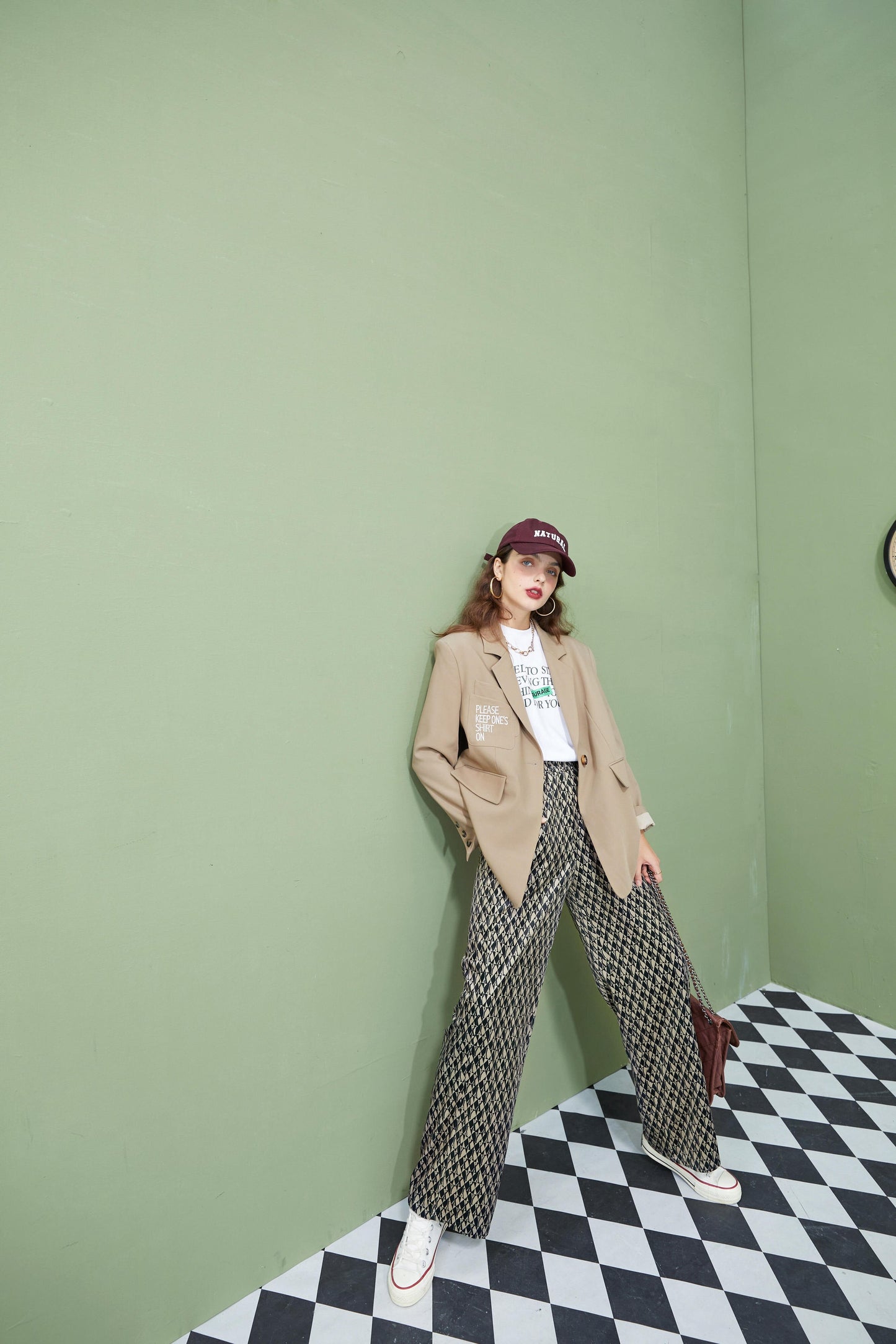 Graphic Print High Waist Casual Wide Leg Pants Autumn Stylish Vintage Straight Fashion Pants