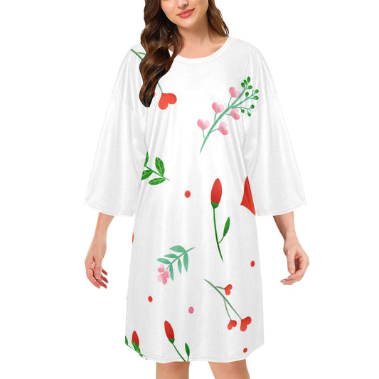 Women's Oversized Sleep Tee (T74) Floral Design