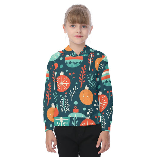 All-Over Holiday Print Kid's Heavy Fleece Hoodie