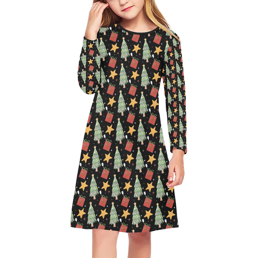 Girls' Long Sleeve Christmas Dress (D59)