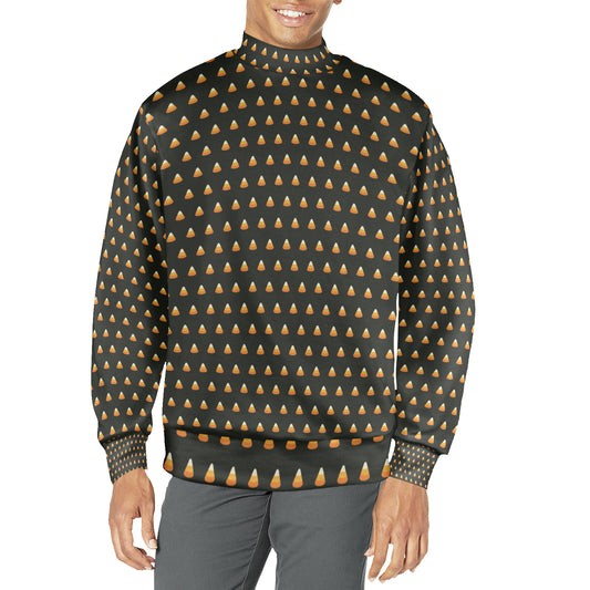 Men's Candy Corn Design All Over Print Mock Neck Sweater (Model H43)