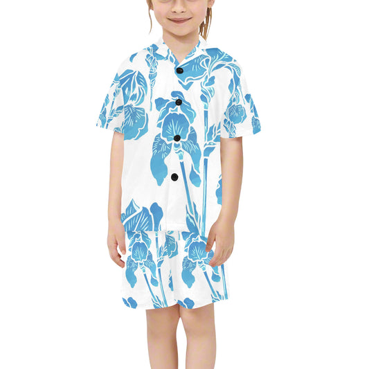 Little Girls' V-Neck Short Pajama Set-Tropical Flowers (Sets 11)